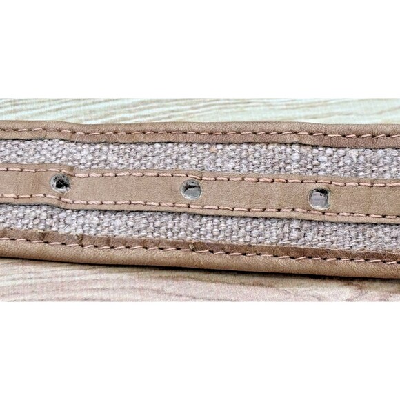 Vintage Salvatore Ferragamo Italy Mens Belt Tan Tweed Leather Brass Buckle 36-38 - Picture 10 of 14